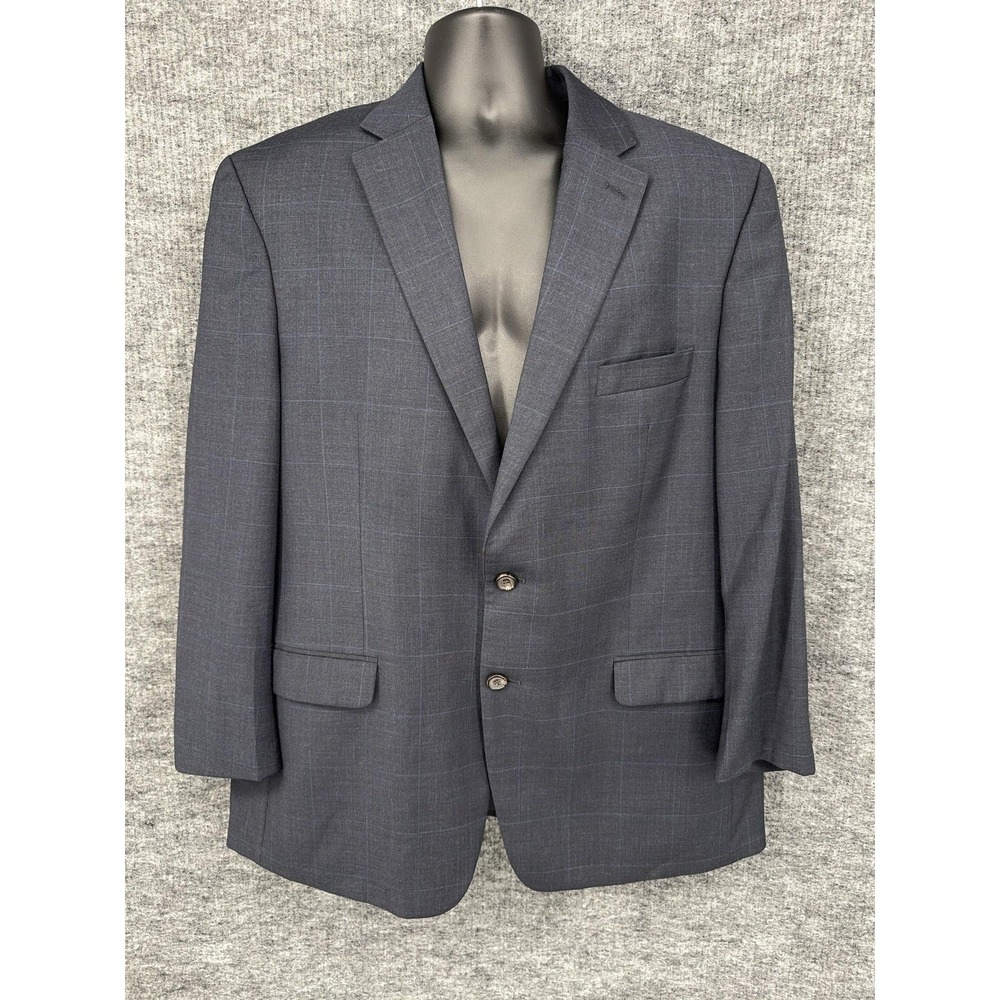 Lauren Ralph Lauren Blazer Mens 46R Blue Wool Plaid Sport Coat Jacket 2 Button